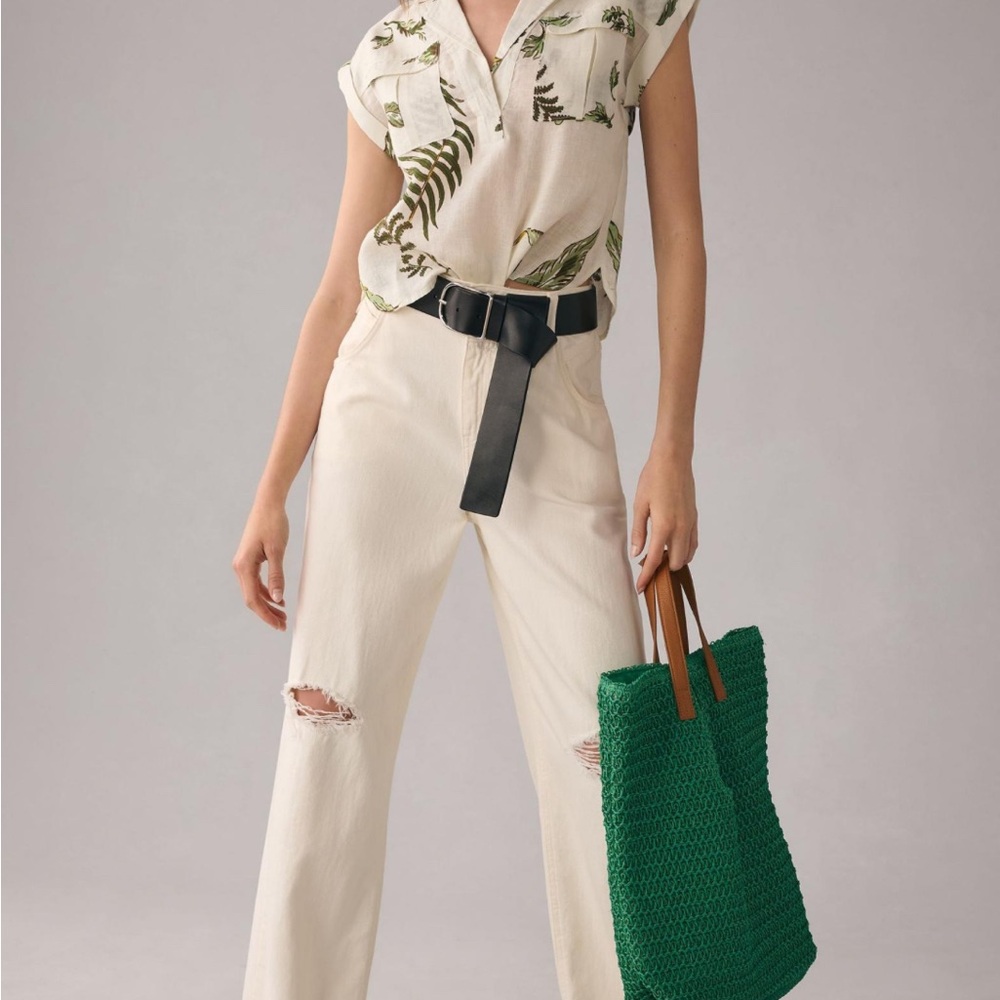 Anthropologie Linen utility shirt